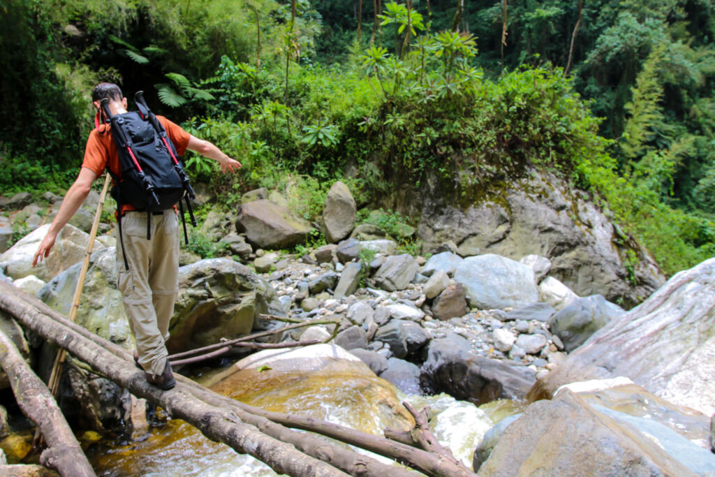Crossing the Mulyambuli River, Rwenzori National Park Kilembe Trail